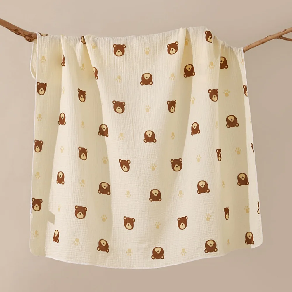 

Удобное детское банное полотенце 100X100 см с мультяшным принтом, дышащее детское одеяло, многоцелевое хлопково-марлевое одеяло для новорожденных