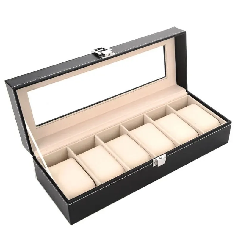 Watch Box, 12-Slot Watch Case with Large Glass Lid, Removable Watch Pillows, Watch Box Organizer, Gift for Loved Ones