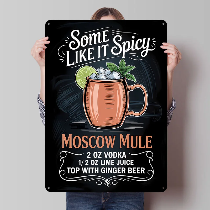 Moscow Mule Cocktail Recipe Tinplate Poster Custom Wall Art Vintage Metal Signs Retro Tin Plaque for Home Decor Living Room Desk