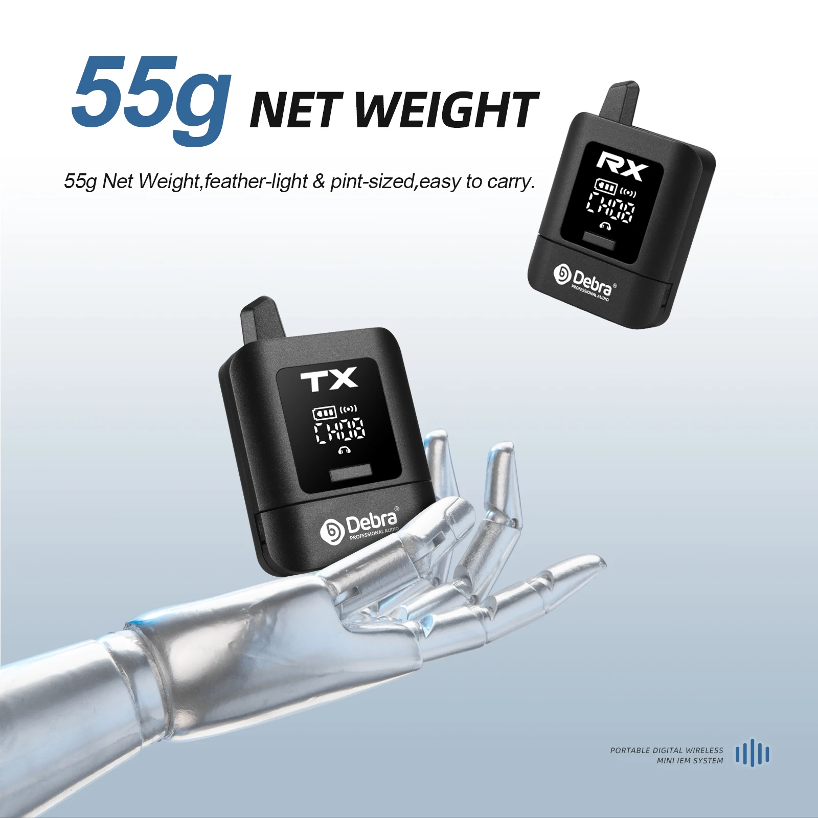 Debra New Stere Protable UHF IEM نظام مراقبة لاسلكي داخل الأذن قابل لإعادة الشحن لمراقبة صوت الموسيقى والبث المباشر