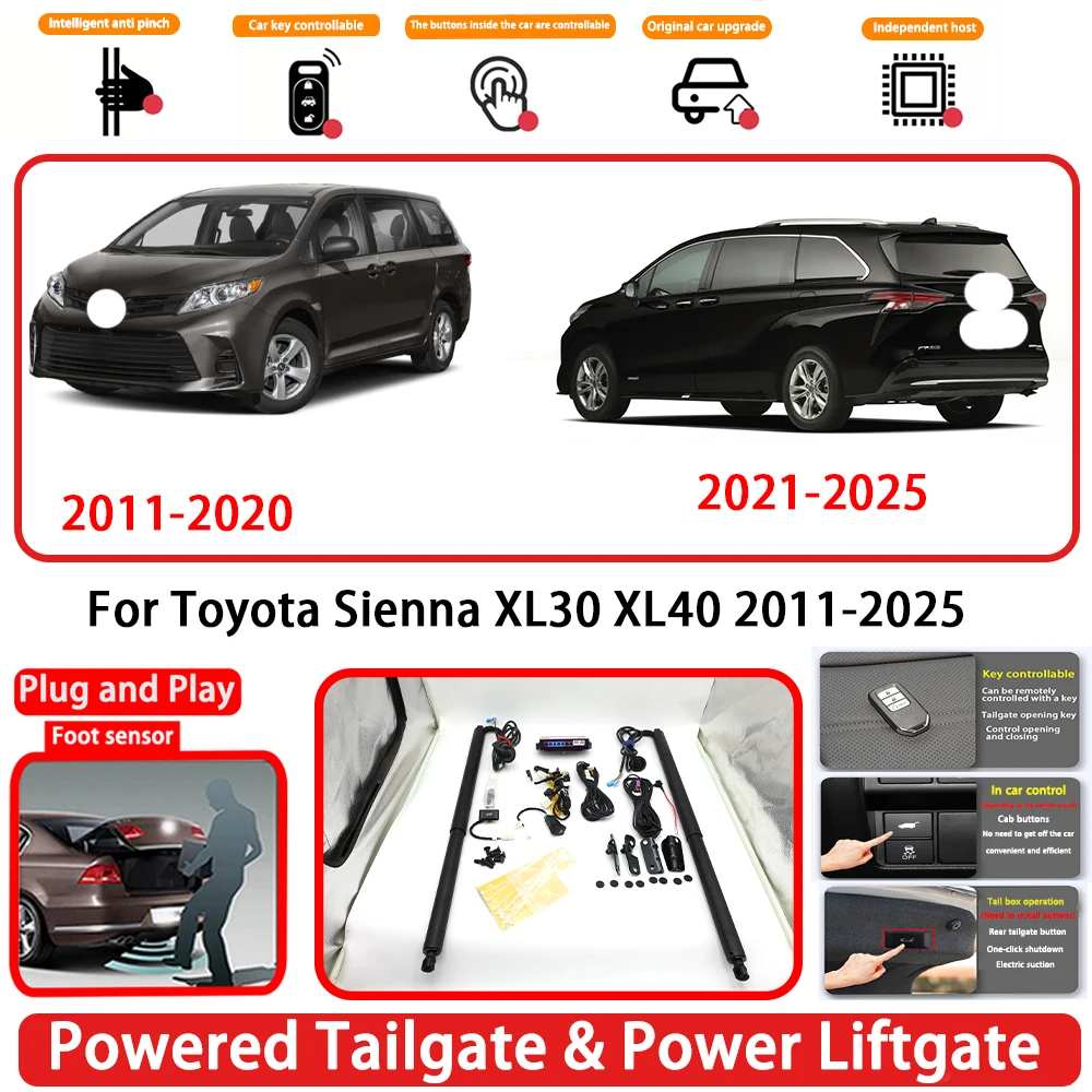 for Toyota Sienna XL30 XL40 2011-2025 OEM Plug and Play Auto Powered Tailgate Power Liftgate Rear Trunk Opener System