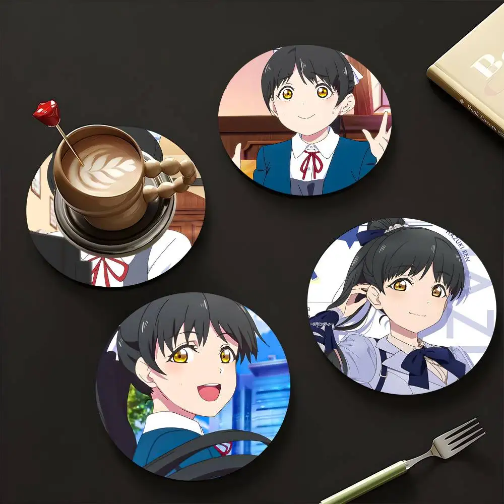 1pc Ren Hazuki Anime characters Wooden Coaster Colour Printing Cup Mat Home Desk Decoration Gifts