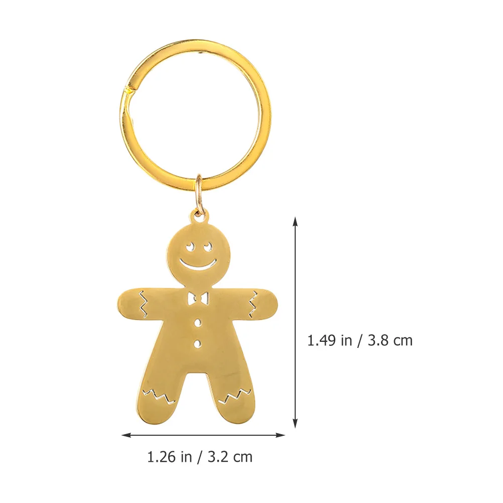 

4pcs Gingerbread Man Keychain Stainless Steel Christmas Keyring Bag Pendant Wear-Resistant Key Accessory Holiday Party Favor