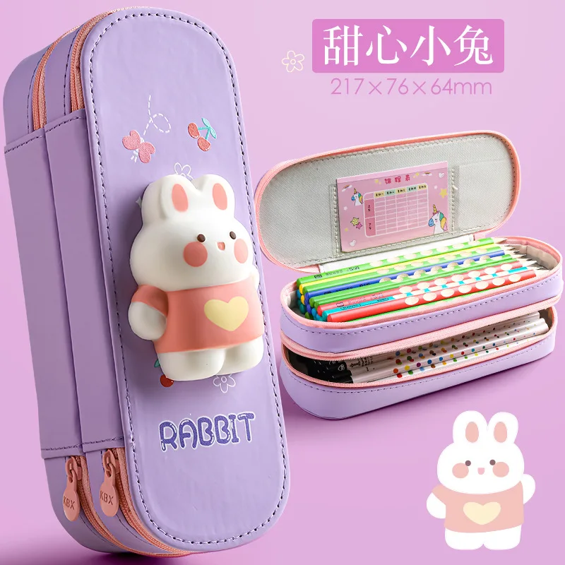 مقلمة Kawaii الضغط مدرسة مقلمة s القرطاسية Estuche ثلاثية الأبعاد الفضاء القلم حالة يونيكورن اللوازم المدرسية صندوق رصاص