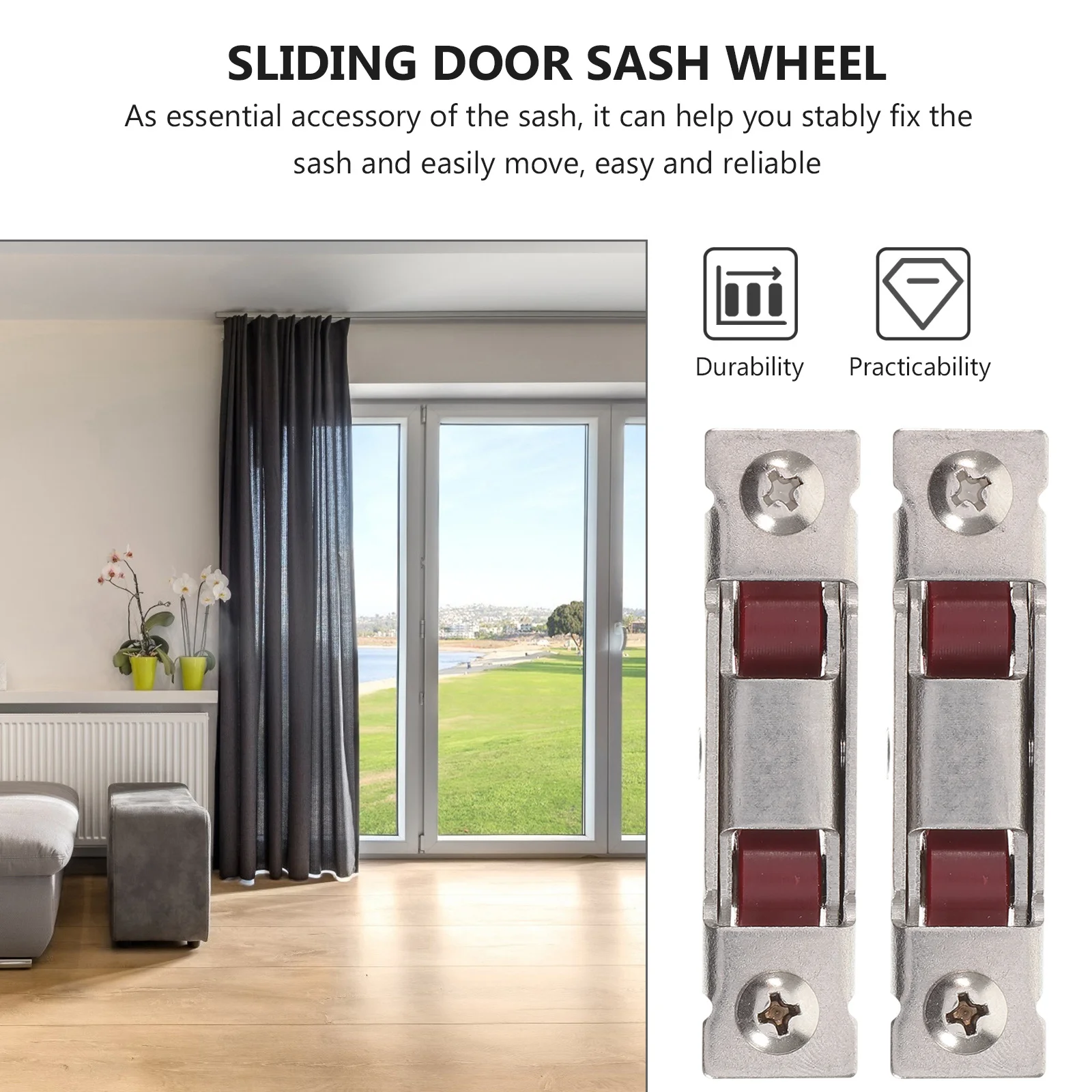 

4Pcs Sliding Window Sash Pulley Double Rollers Stainless Steel Durable Smooth Sliding Door Sash Wheel Width Double Wheel Pulley