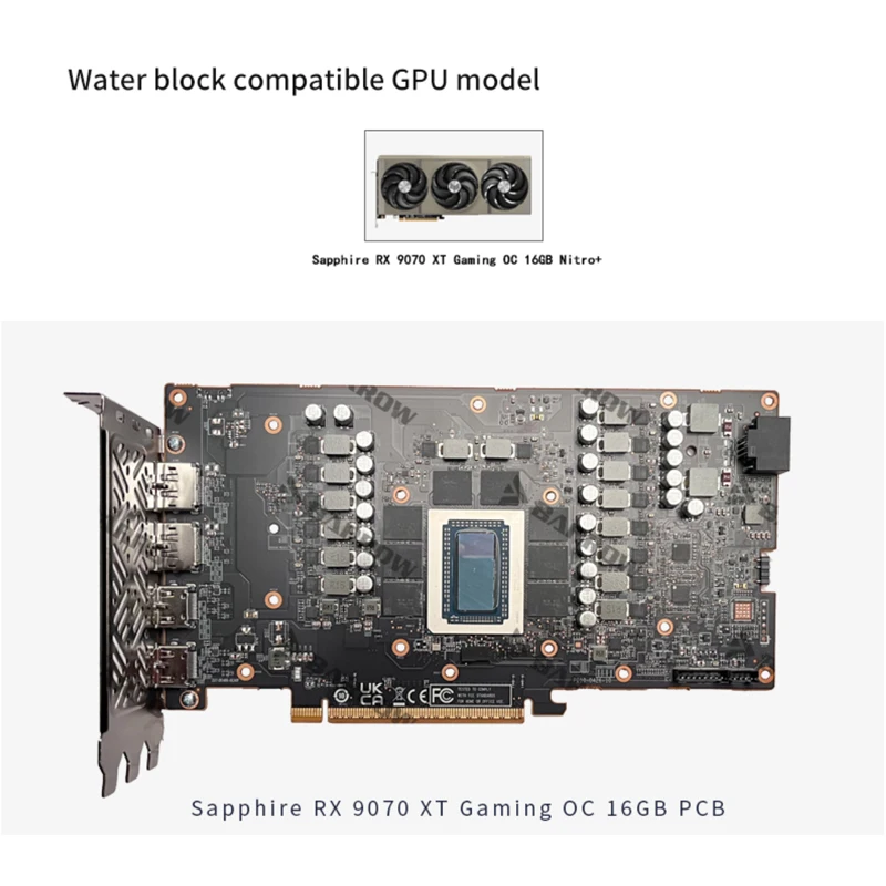 Barrow GPU Block For Sapphire RX9070XT Gaming OC 16GB Nitro+