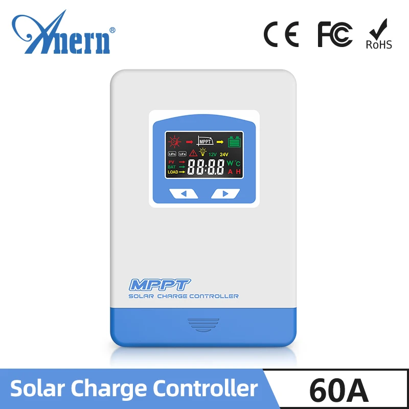 60A Solar Charger Controller MPPT 12V 24V 48V Auto Lifepo4 Battery Charger Solar Street Light Battery Setting Charger Regulator