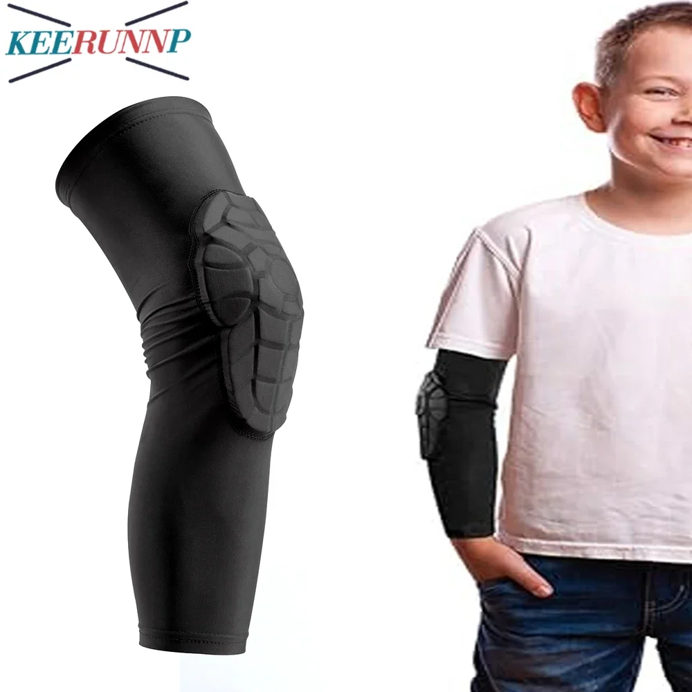 

1Piece Kids/Youth 3-12 Years Sports Honeycomb Compression KneePads Guards Protective Gear for Basketball,Baseball,Football,Sport