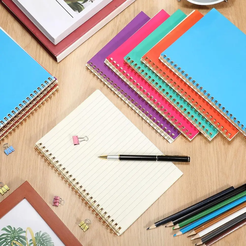Bulk 100-Count A5 Spiral Notebooks, 8.3x5.5 Inches, College Ruled, 50-Sheet, Wide Ruled Journals, Ideal for School, Office, and