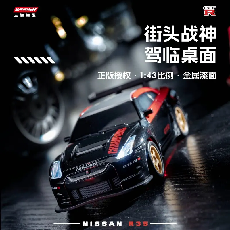 Woosh RC Drift Car 1:43 4WD Mini Nissan GTR R35 Remote Control Racing Vehicle Desktop Competitive Hobby Toy