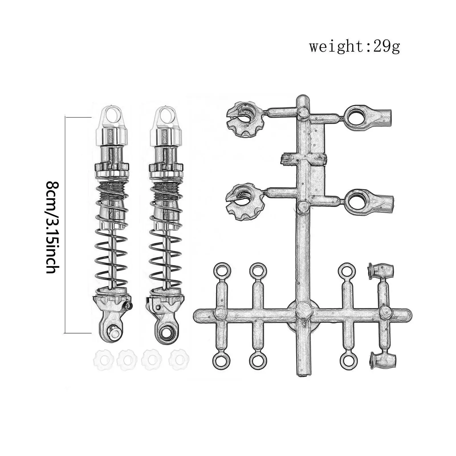 1:10 Scale RC Car Shock Front Rear Shock Absorber Set, Shock Absorber Kits RC Hobby Model Accessories Upgrade Car ,