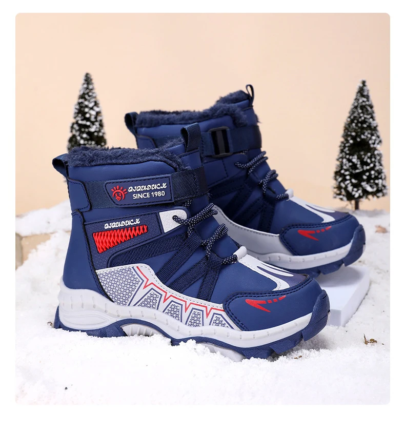 Kinder Outdoor Schneestiefel Winter Mode High-Top Warme Plüsch-Wanderschuhe Bequeme Rutschfeste Wanderschuhe Jungen Outdoor-Sneaker – Detail 13