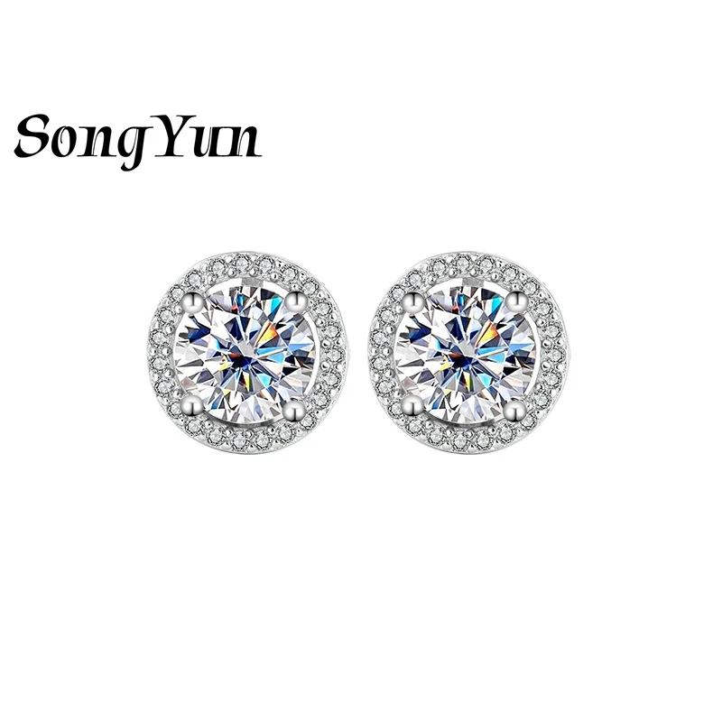 

SONGYUN Brand Jewelry 925 Sterling Silver Earrings Moissanite Diamond Drop Bridal Party Ladies Rhodium Plated MST Patent Earring