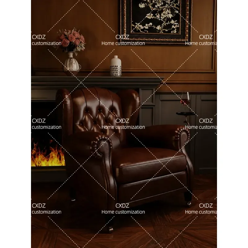 American Retro Leisure Chair Single Sofa High End Villa Living Room Furniture Comfortable Armchair for Home Decor