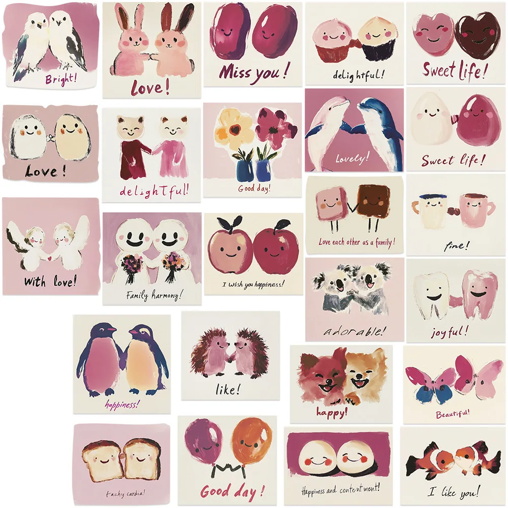 10/50PCS Adesivos Fofos Pintados à Mão para o Dia dos Namorados, Decoração Criativa de Graffiti DIY para Capas de Celular, Cadernos, Copos de Água e Brinquedos