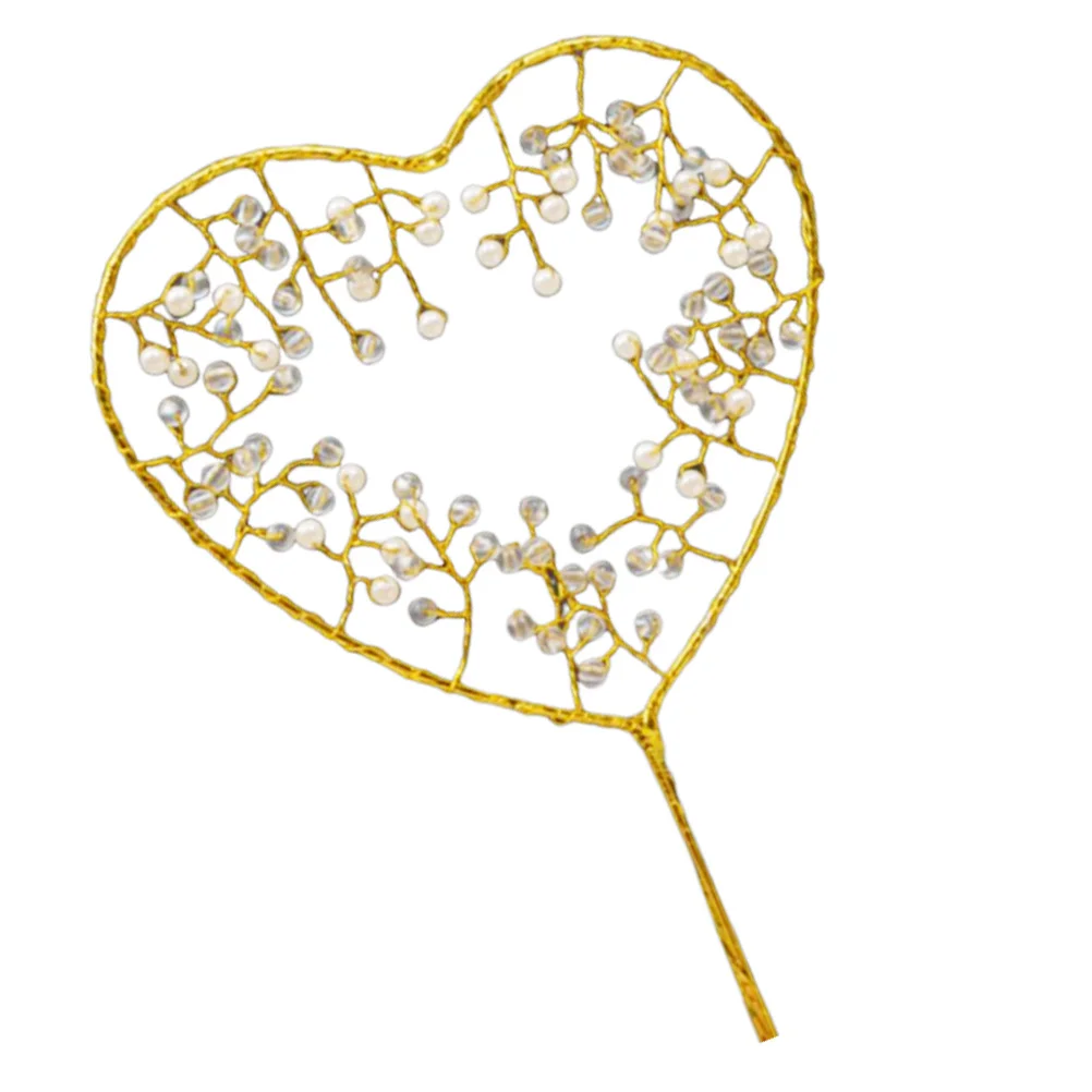 Insert de gâteau en forme de cœur en métal et cristal perlé, bouchon décoratif pour fiançailles, mariage, fête d'anniversaire, gâteau romantique