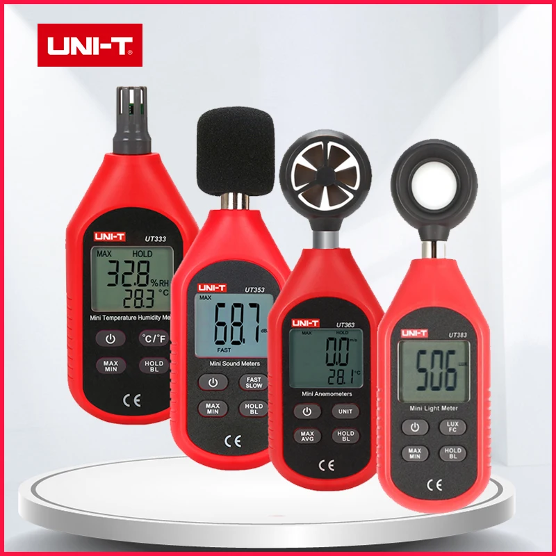 UNI-T UT333 UT353 UT363 UT383 Handheld Mini Digital Thermometer Hygrometer Anemometer C/F Noise Meter Photometer Illuminometer