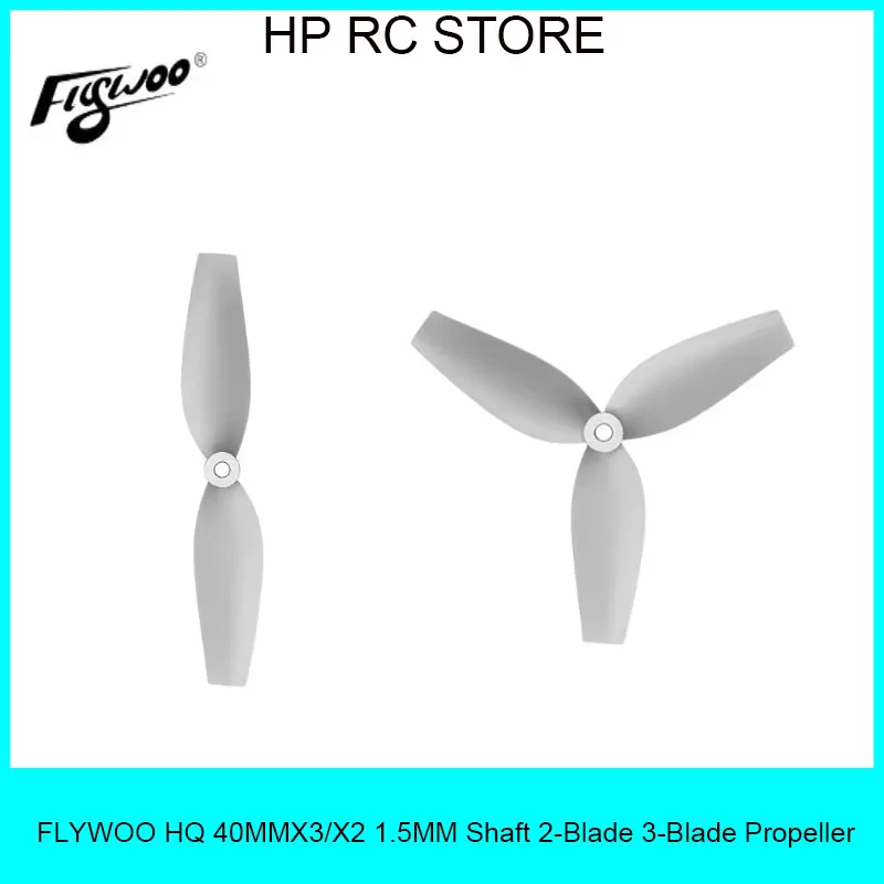 ใบพัดไมโคร FPV ของฟลายวู ฮีคิว - 40 มม. (X2/X3), แกน 1.5 มม., 2/3 ใบพัด (8 ชิ้น, สีเทา)