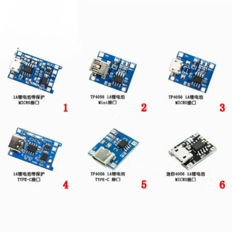 TP4056 charging board 18650 lithium battery module 3.6V 3.7V 4.2V 1A overcharge and discharge protection board 2 pieces