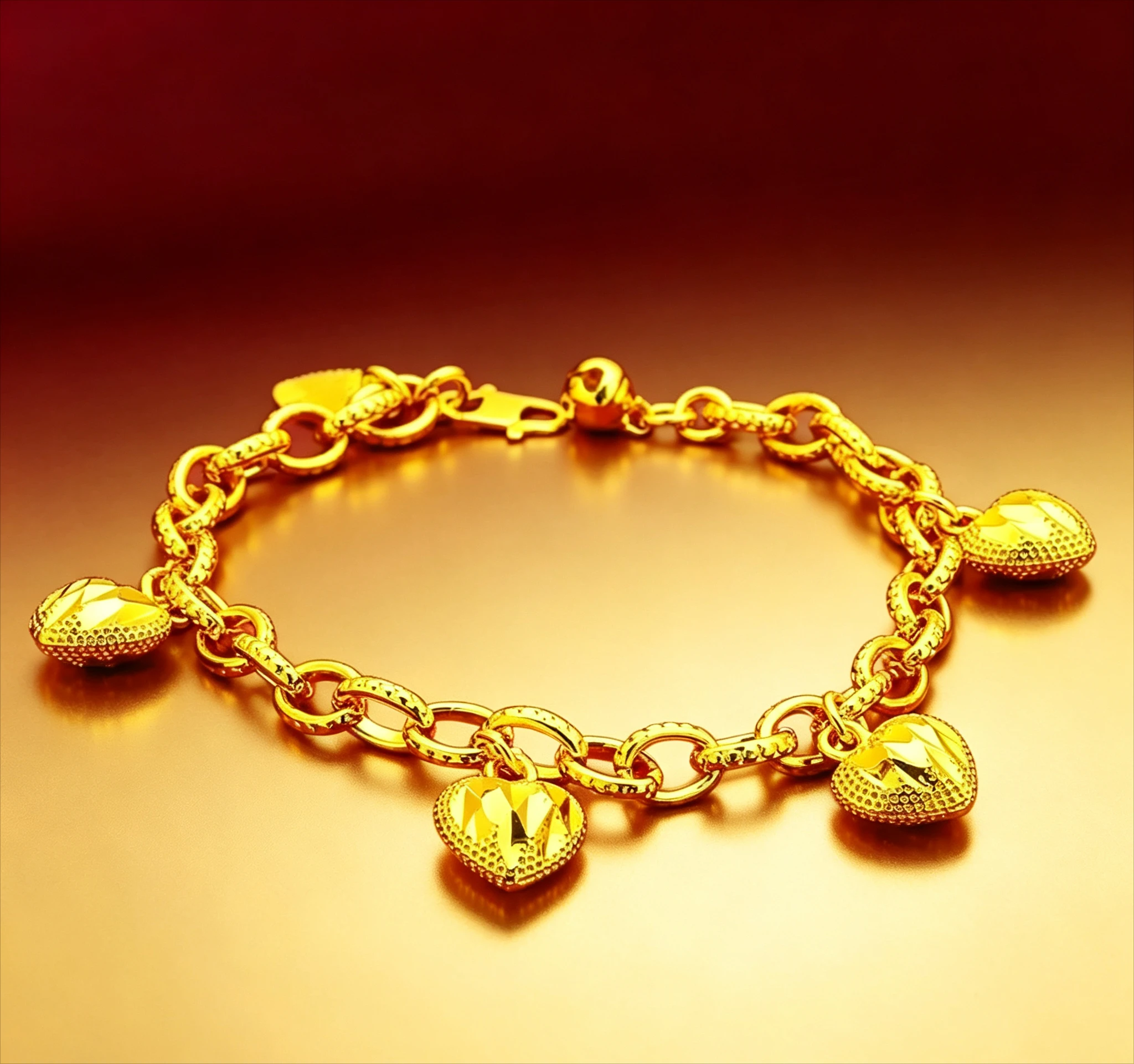 Love Mini Heart Bracelet for Women, 24K Gold, AU999 | Tiny hearts on delicate chain, adorable & Giving a gift to a friend