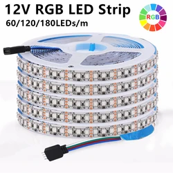 12V 4Pin RGB LED Light Strip Waterproof 5MM 8MM 10MM PCB Width SMD 3535 60/120/180LEDs/m Changeable Flexible LED Tape 5M/Lot