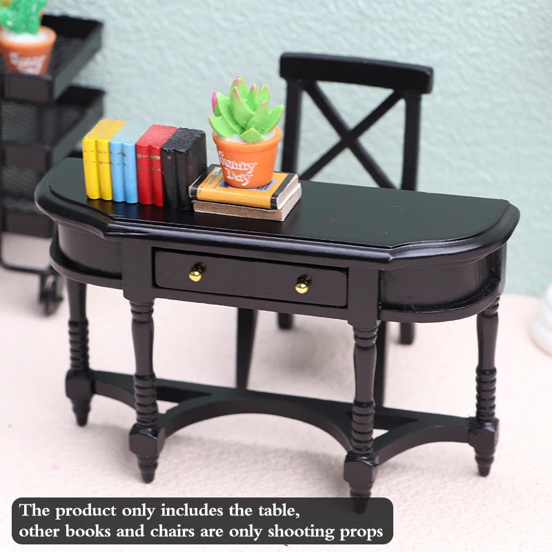 1:12 Dollhouse Miniature Simulation Furniture Table Desk Continental Writing Office Table With Drawer Model Doll Decor Kids Toy