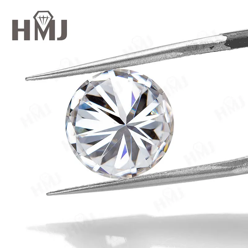 HMJ 0,1-13 Karat Moissanit-Stein, runde Form, Farbe D, Reinheit VVS1, Brillantschliff, Diamanttester-geprüft, mit GRA-Zertifikat, Perlen – Detail 21