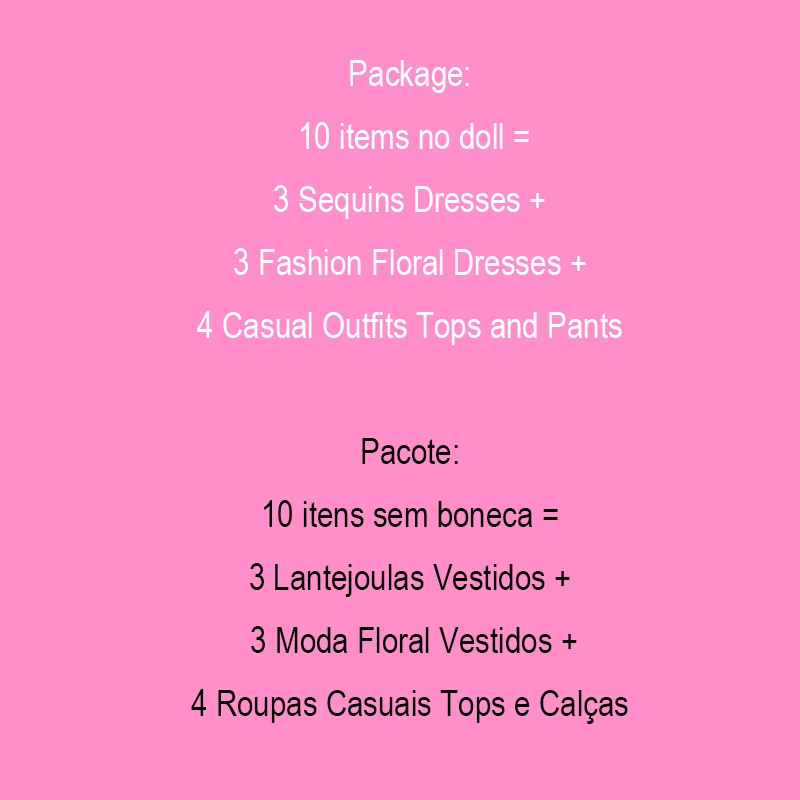 Roupas de boneca incluindo 3 vestidos lantejoulas, vestidos florais, roupas casuais, tops e calças para menina Dol, 11.5 ", 3 moda, 10 conjuntos