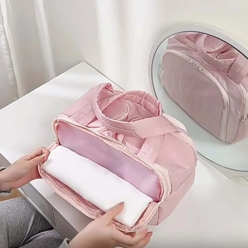 

Мягкая однотонная косметичка Kawaii из ПВХ и хлопка, портативная сумка для туалетных принадлежностей, ручная утолщенная сумка для макияжа, дорожный комплект