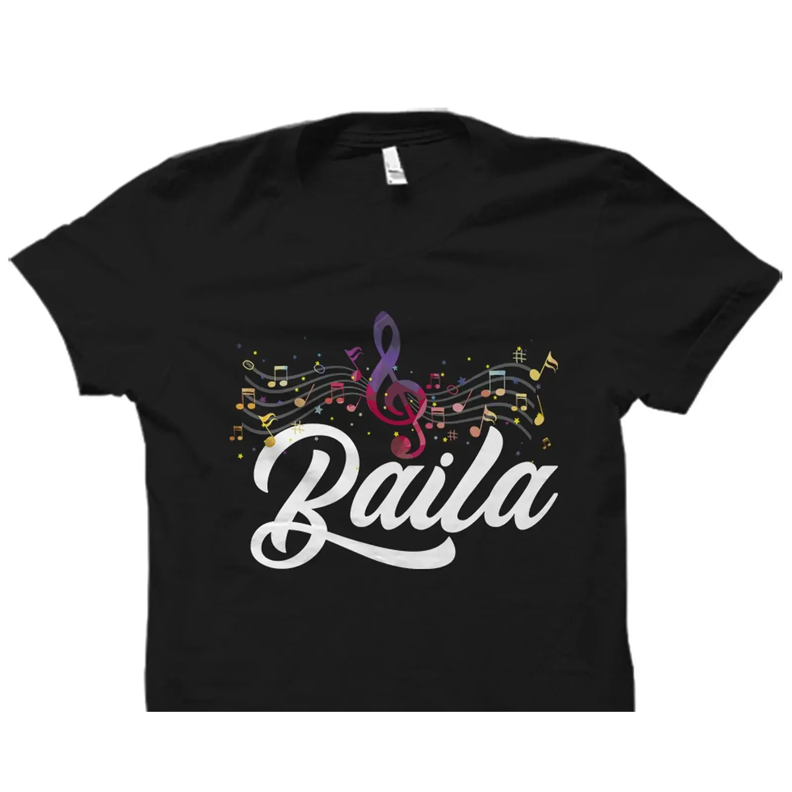 Baila Salsa Dancing T Shirt Music Note PrinT for Dancer Dance Instructor Casual Top OS2644 vintage Washed Comfortable Versatile