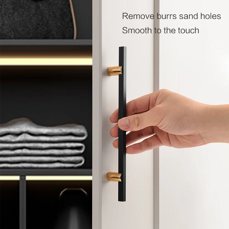 Gold Black Furniture Door Handles Two-color Kitchen Cupboard Drawer pulls TV Cabinet Handle Hardware