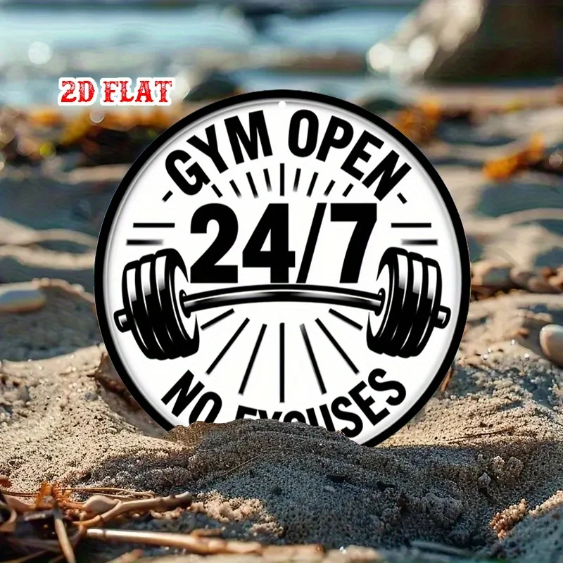 1 قطعة 24 "علامة مستديرة من القصدير المعدني من الألومنيوم-صالة الألعاب الرياضية المفتوحة و24 بدون أعذار تحفيزية للياقة البدنية جدار الفن ، ريفي حديث داخلي/خارجي ديسمبر #4