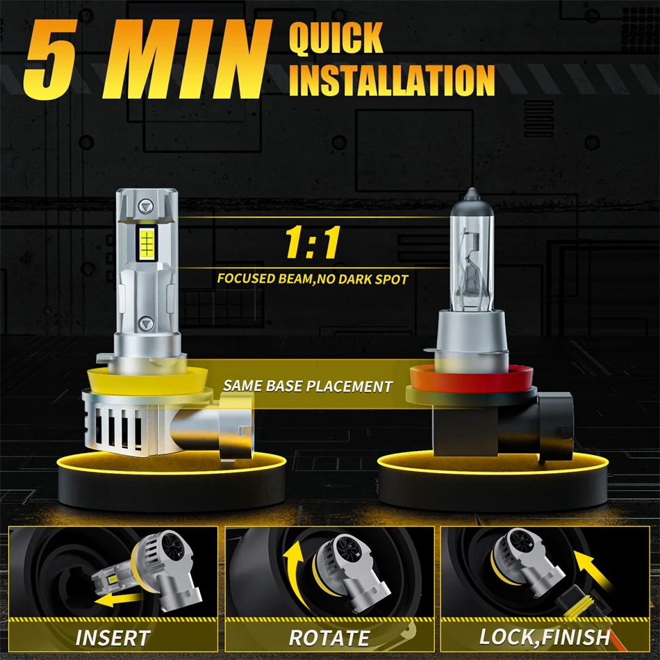 AILEO 2Pcs H7 Led Car Lights LED Headlight 9005 HB3 9006 HB4 H11 H9 H8 HeadLamp 6500K For Car Super Bright Bulbs H4 Plug&Play