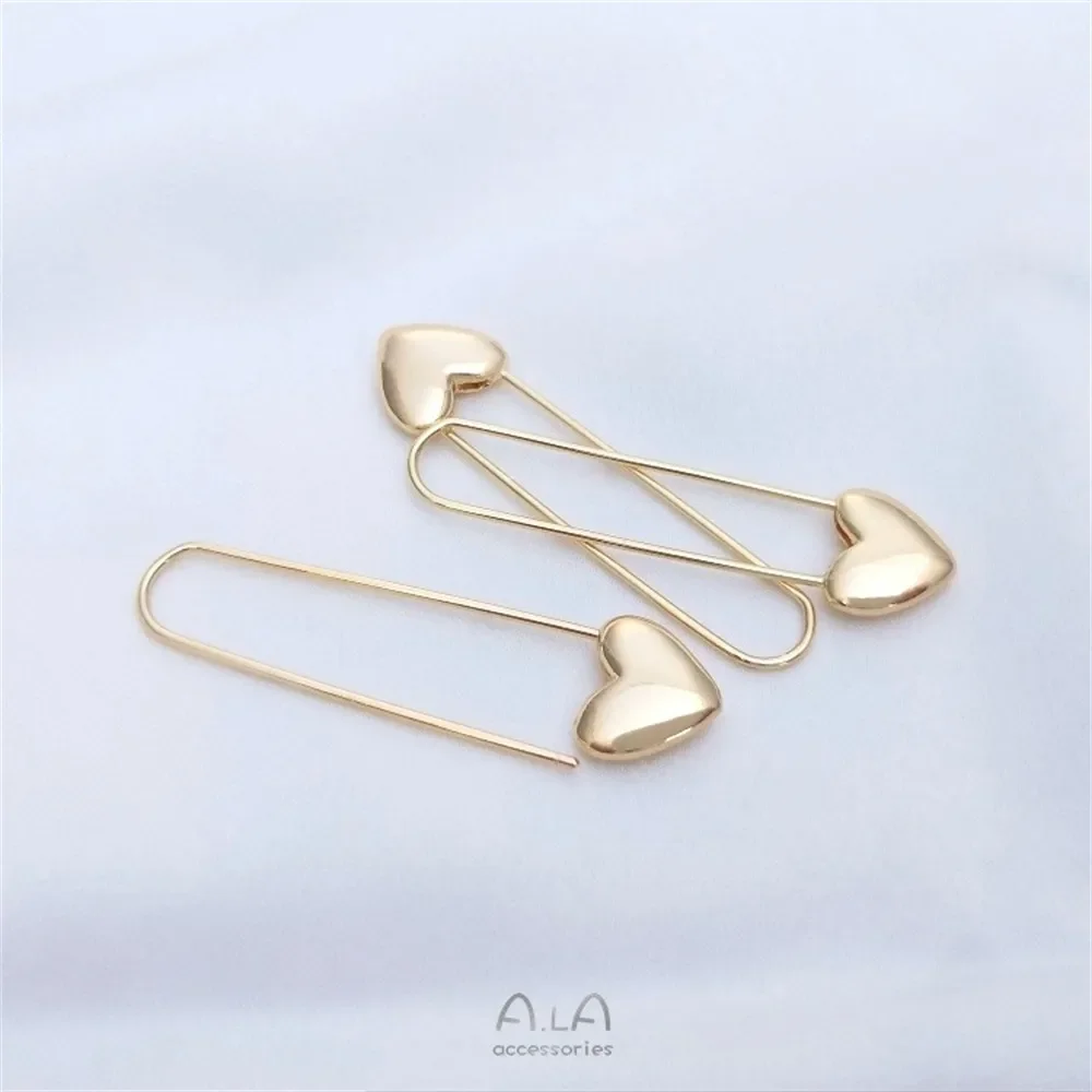 14K Gold-Color Paper Clip Earrings, Heart Pin Earrings Simple Personality Earrings, Fashion Internet Celebrity Women's Earrings