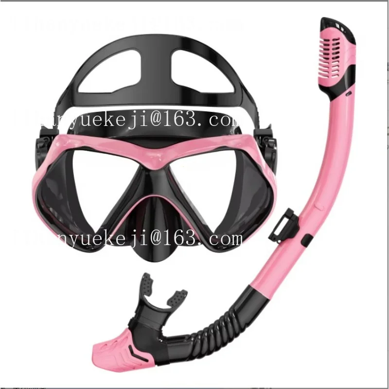 New Design Snorkel Tube Set Silicone Snorkeling Mask New Tempered Glass Large Frame Diving Mask Set (M2003 + S11S-S)