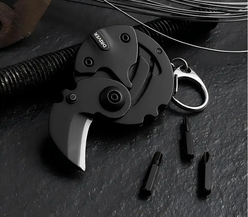 Upgraded 1.0 Version Mini Pocket Key Gadget Black Multifunctional Coin Knife Stainless Steel Portable EDC Gadget