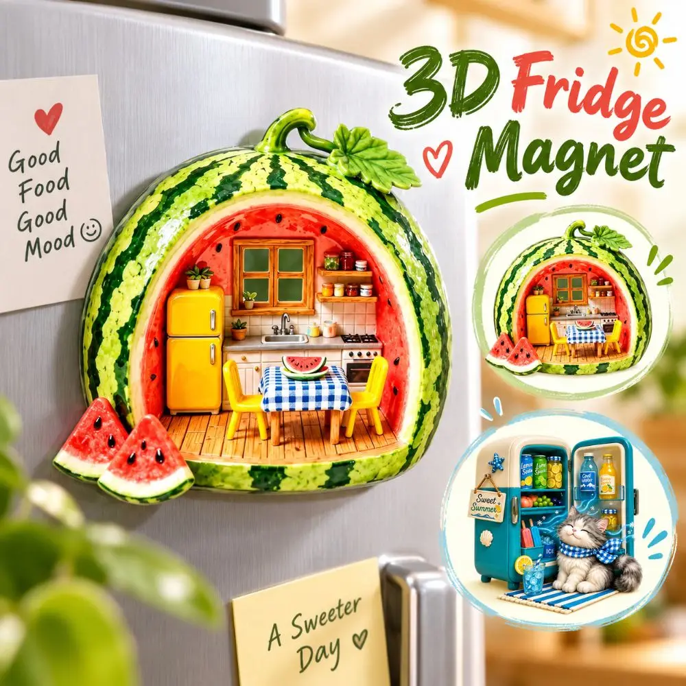 Gifts 3D Relief Fridge Magnet Cartoon Pattern Resin Decorative Fridge Magnet Simulation Refrigerator Magnet Kitchen Decor