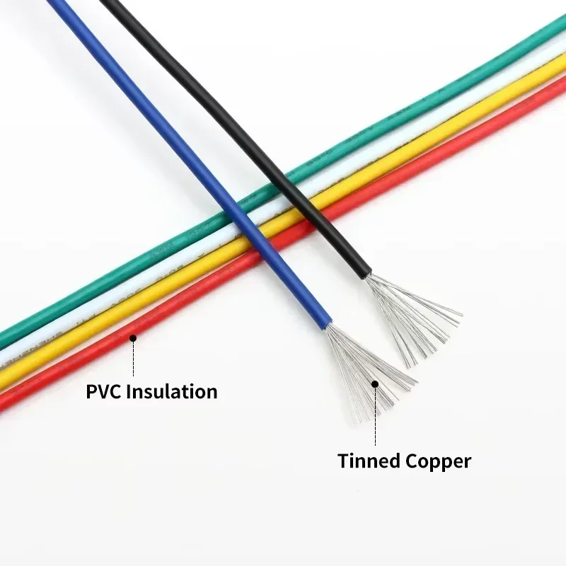 UL1007 Electric Wire In Roll 30/28/26/24/22/20/18/16AWG PVC Insulated Multi-stranded Tinned Copper Cable 300V LED Lamp Line Kit