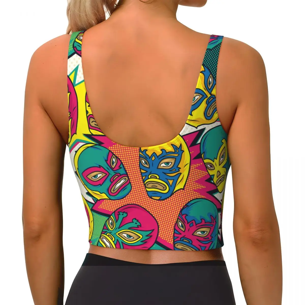 여성용 스포츠 브라, 러닝 요가 의류 조끼, 다채로운 멕시코 레슬러 모임 피트니스 조끼