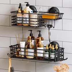 Taii Dusche Caddy Saugnapf 2er Pack mit Haken & Seifen halter, Hochleistungs-Bad Dusche Organizer, keine Bohren Dusch regale