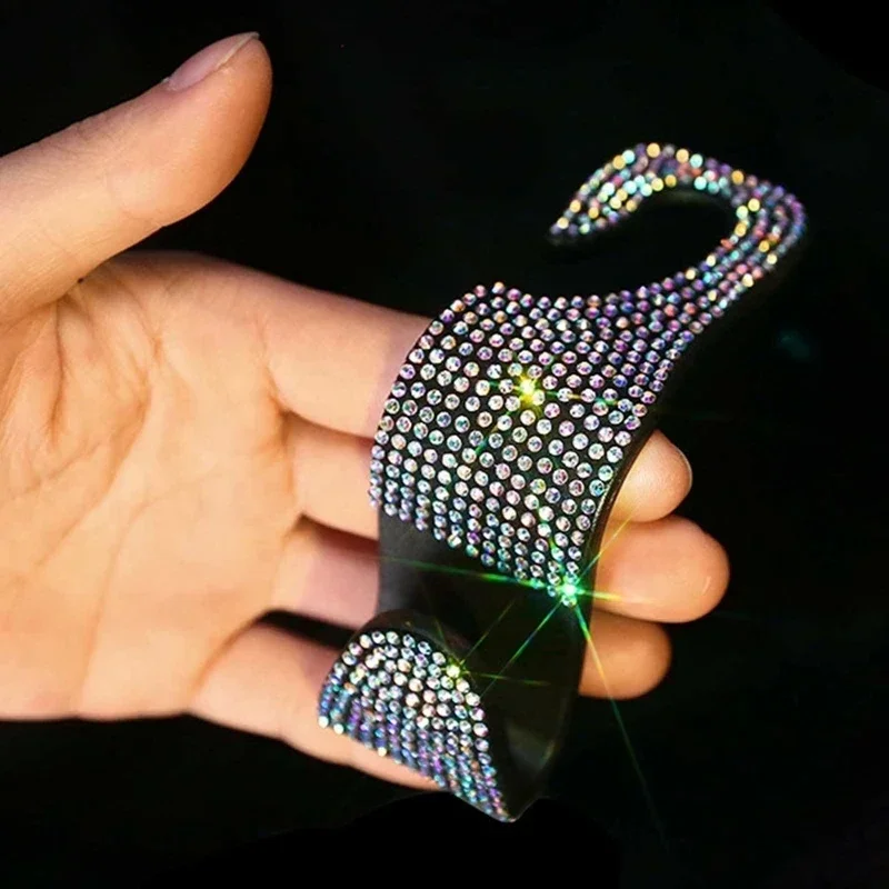 

Rhinestone Car Seat Back Hook Bling Diamond Style Hanging Bag Organizer Universal Headrest Mount Storage Holder Car Accessories