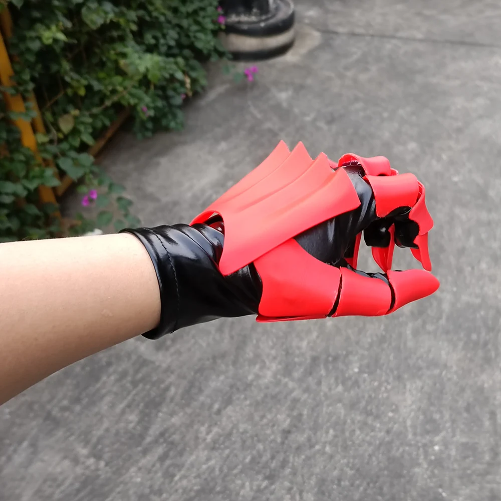 Handgemaakte rode schedelelandschoenen, ridderhandschoenen, 3D-geprint, perfect voor galakleding, fotoshoots, optredens of als cadeau.