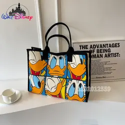 Disney yeni kadın çanta karikatür moda kadın çantası lüks marka Mickey büyük kapasiteli tuval Tote çanta çok fonksiyonel