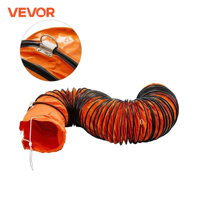 VEVOR 25FT PVC Flexible Exhaust Hose 8Inch 10Inch Diameter W/ D-Shaped Ring for Duct Fans Vent Exhausts in Factory and Basement