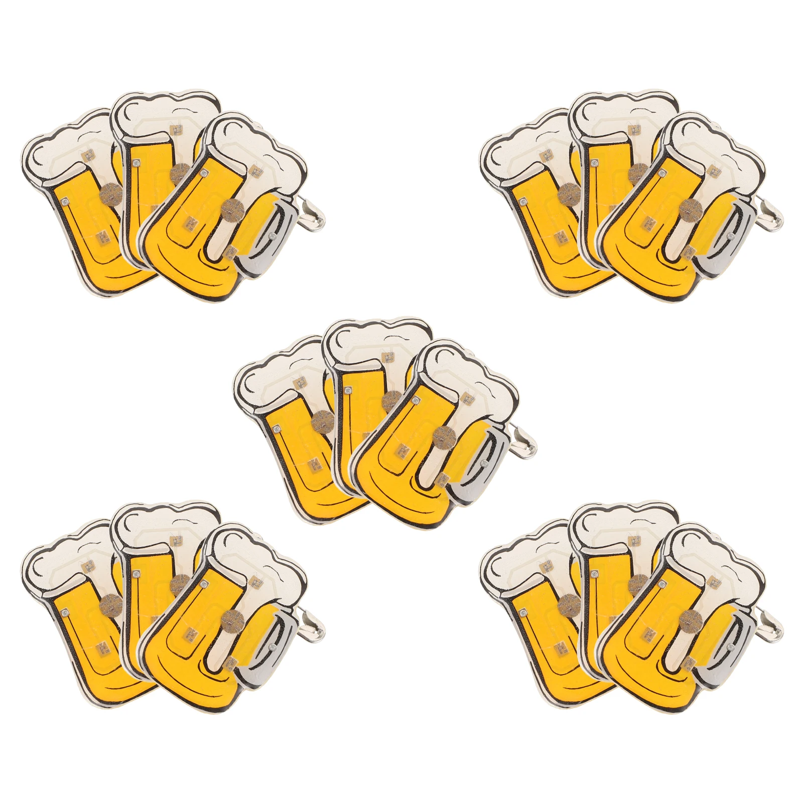 

15pcs Flashing Brooch Beer Mug Glowing Cartoon Pin Lapel Badge For Women Fashion Decorative Accessories Oktoberfest Gift Party
