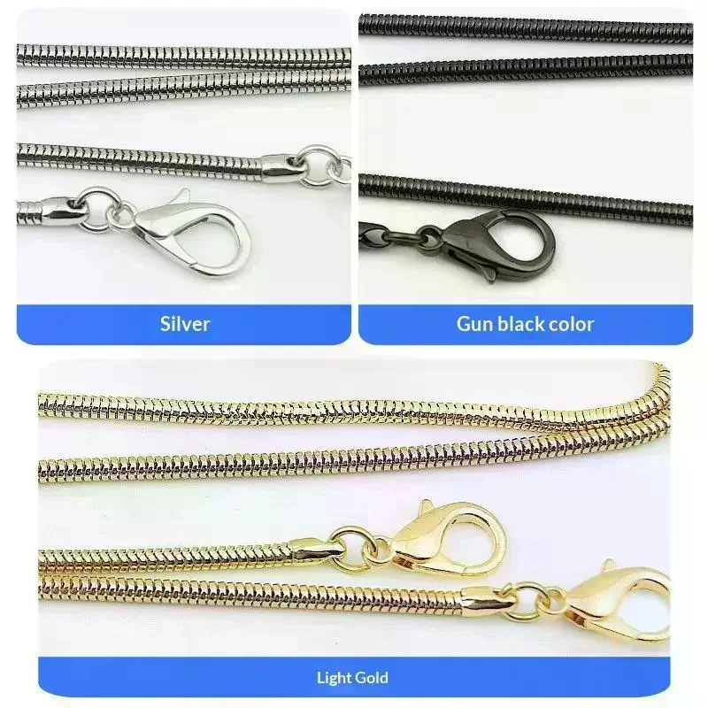 Iron 120cm Snake Chain Sturdy Lobster Clasps 3 Color Options For DIY Jewelry Projects