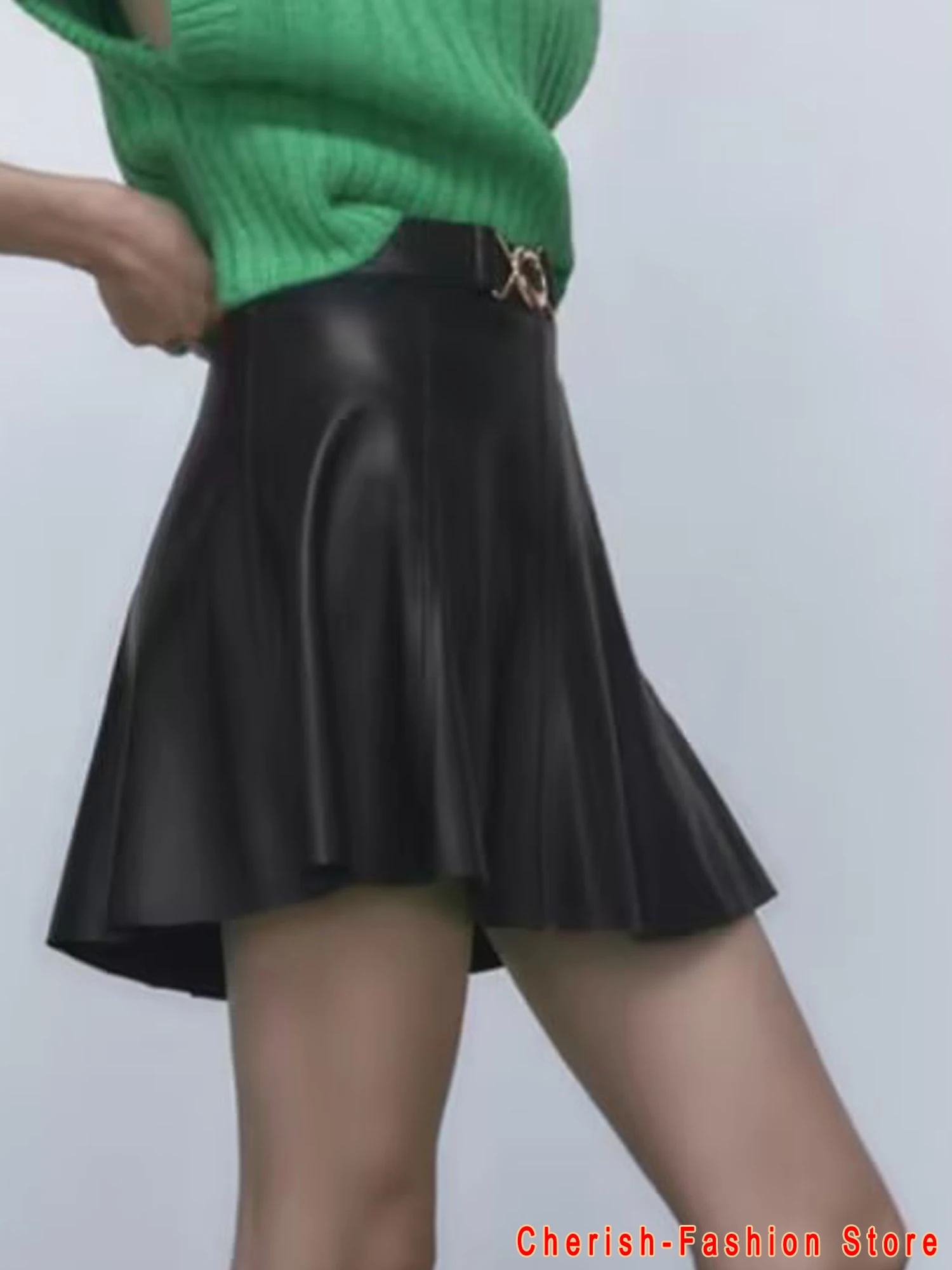 Frauen Sexy Faux Leder Röcke Hohe Taille Elastische Mini Kurzen Rock Multi Zweck Für Skater Arbeit Nachtclub Knie-Länge röcke