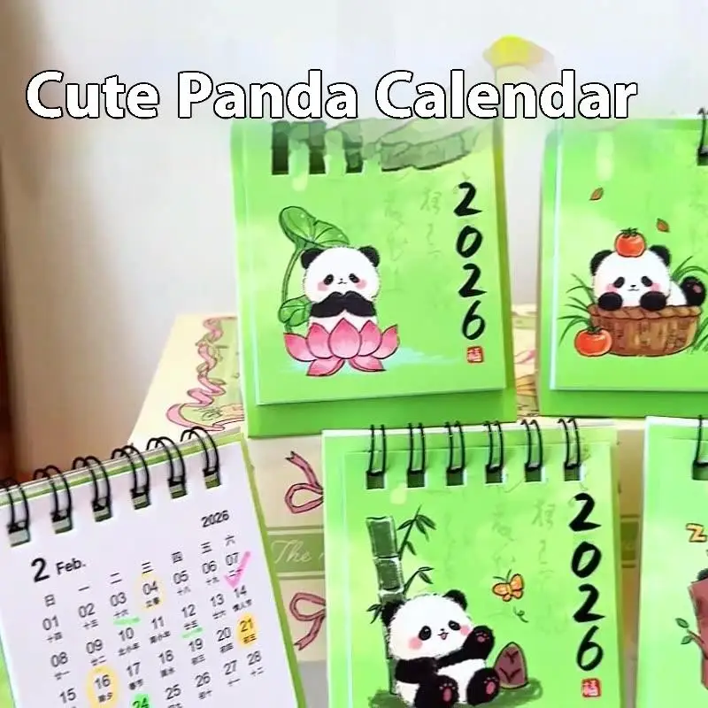 2026 Year Cartoon Panda Desktop Mini Desk Calendar Clock In Program Student Rewards Creative Gifts