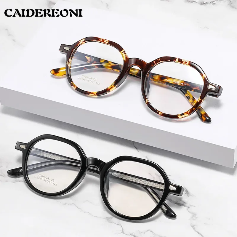 

CAIDERONI Retro Quality Acetete Glasses Unisex Small Frame Computer Blue Light Blocking Reading Glasses Men Customizable 6848