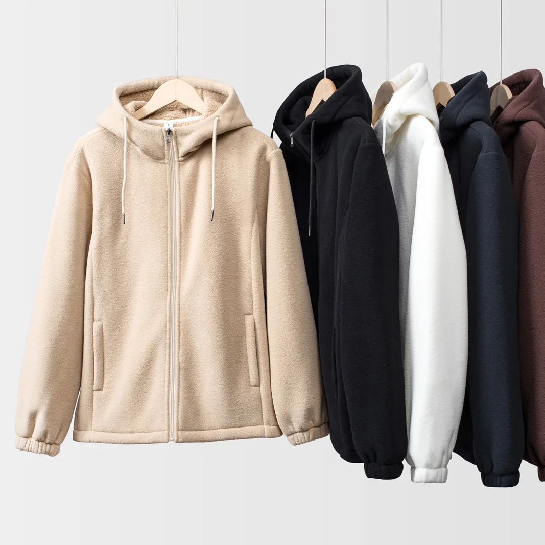 

New Men Blank Zipper Hoodie Winter Wholesale High Quality Heavy Weight Thick Fleece Unisex Pullover Blanks Plain Sweatshirt 0026